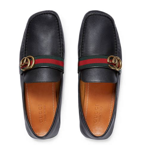 gucci leather driver with signature web|Gucci drivers loafers.